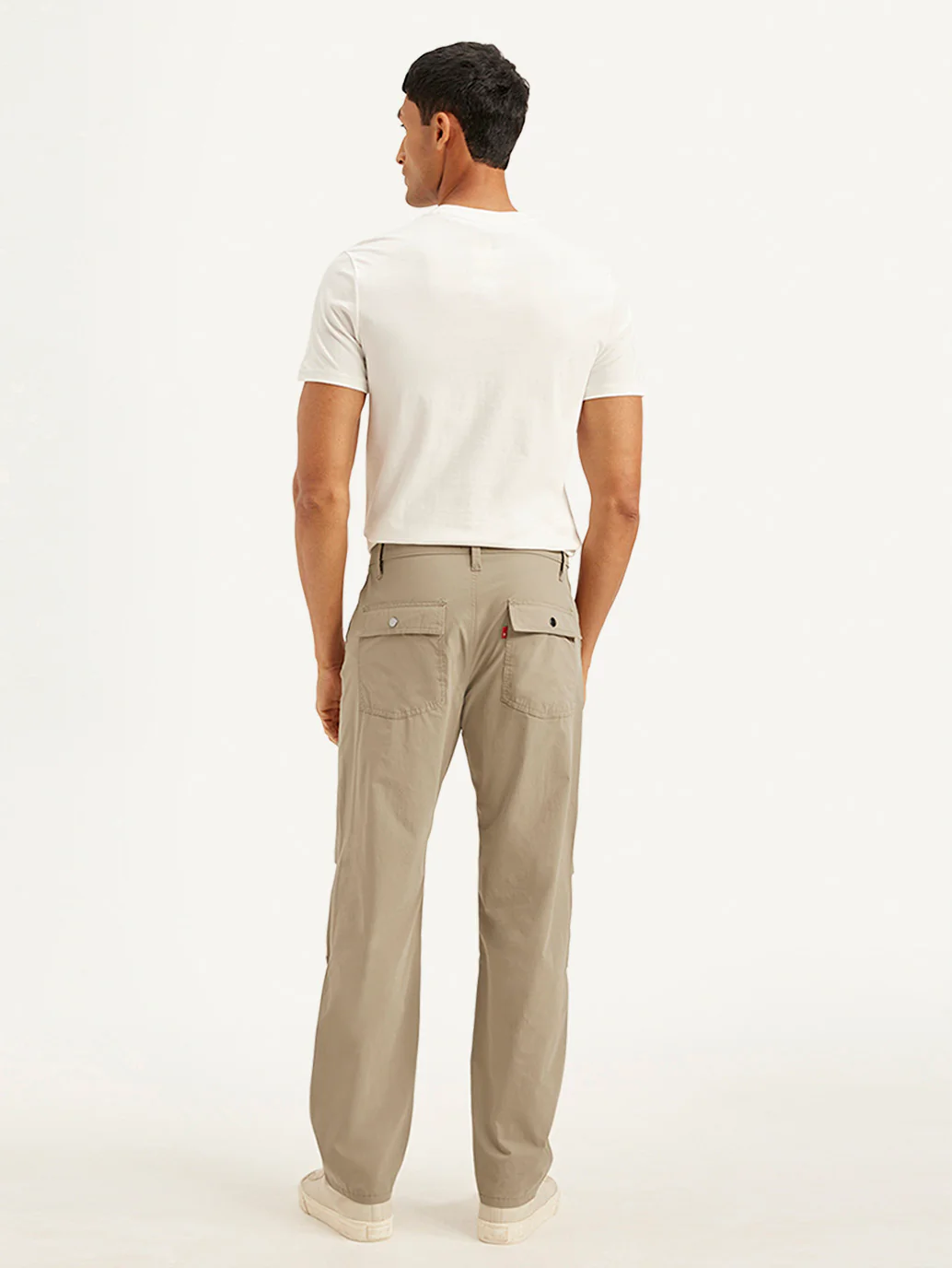 Men's Beige Loose Fit Chino Cargos - Image 3