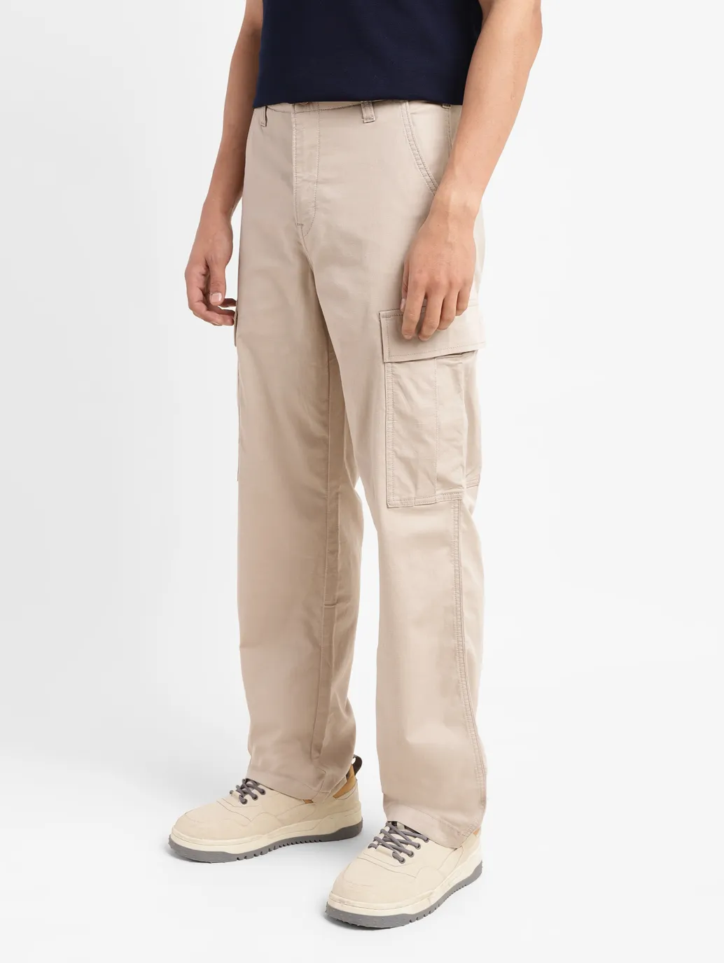 Men's Beige Regular Fit Cargo - Image 4