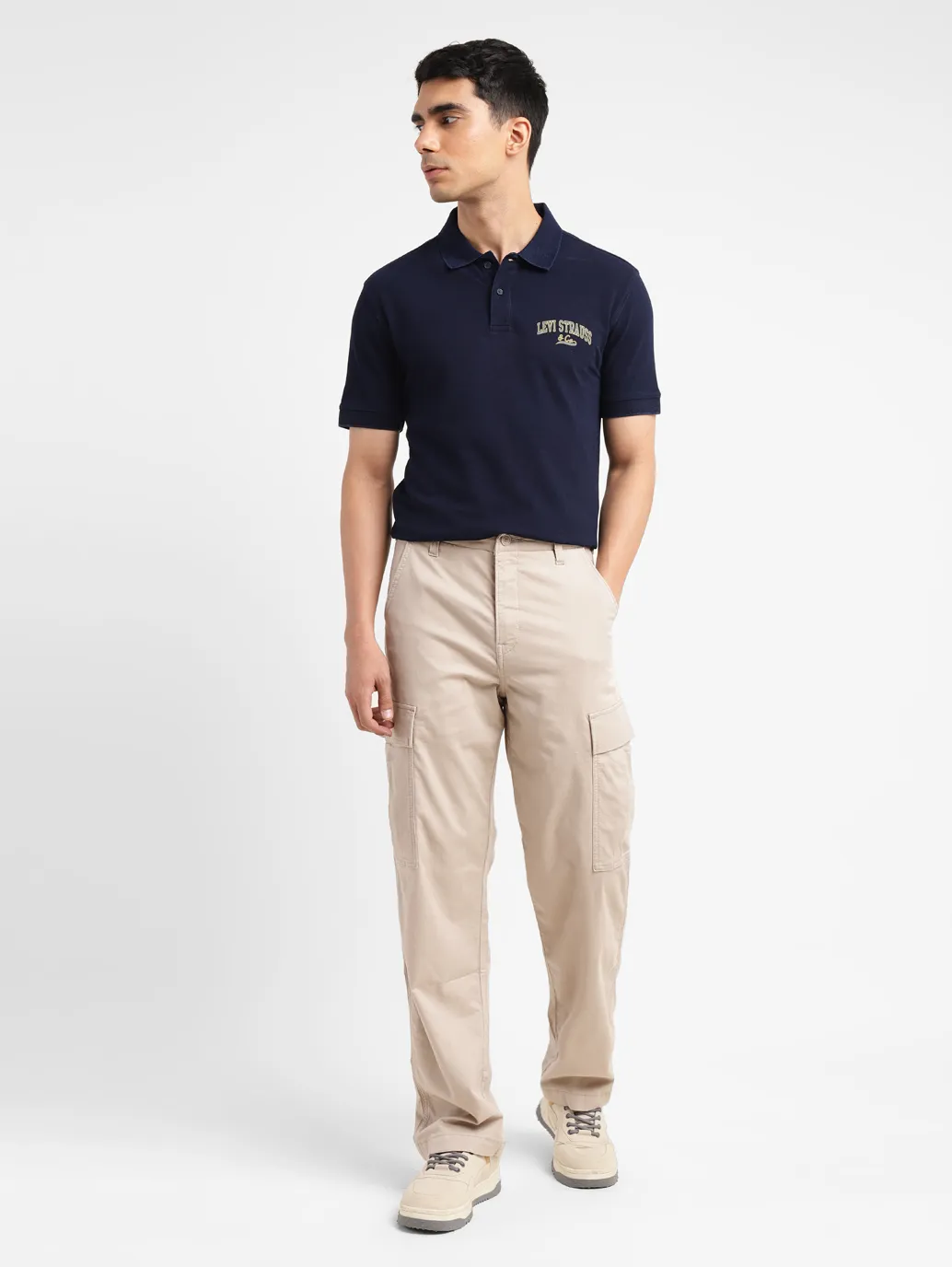 Men's Beige Regular Fit Cargo - Image 7