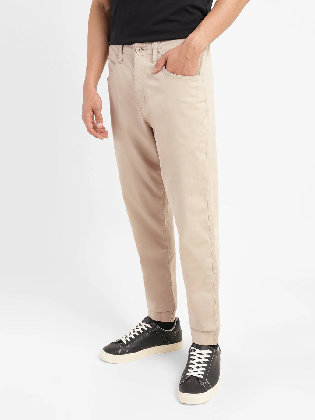 Men's Beige Regular Fit Joggers - Image 5