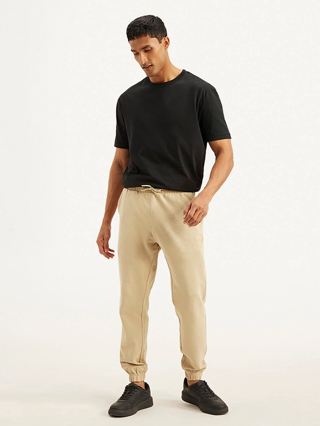 Men's Beige Regular Fit Joggers - Image 2