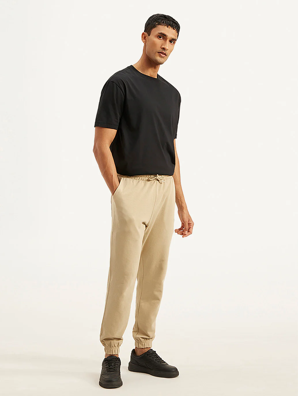 Men's Beige Regular Fit Joggers - Image 5