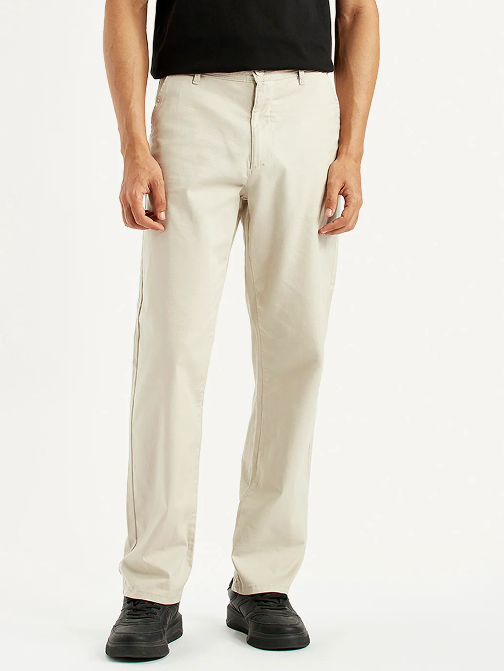 Men's Beige Relaxed Fit Chinos - Image 3