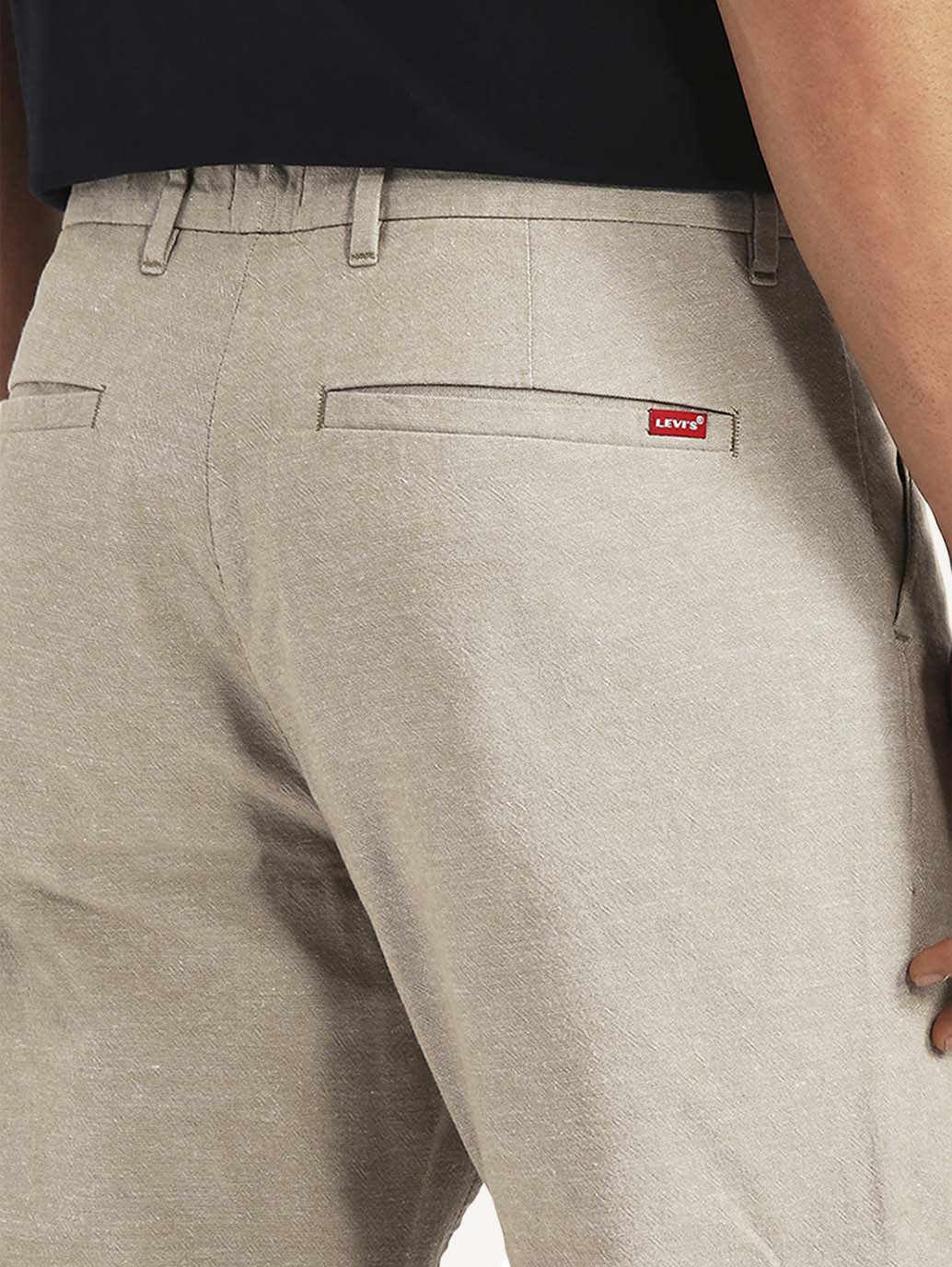 Men's Beige Relaxed Fit Linen Chinos - Image 5