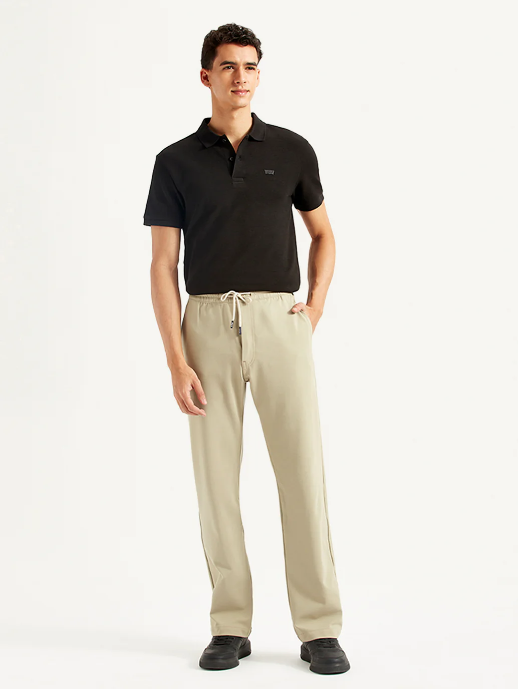 Men's 555'96 Beige Relaxed Straight Fit Tech Pants - Image 3