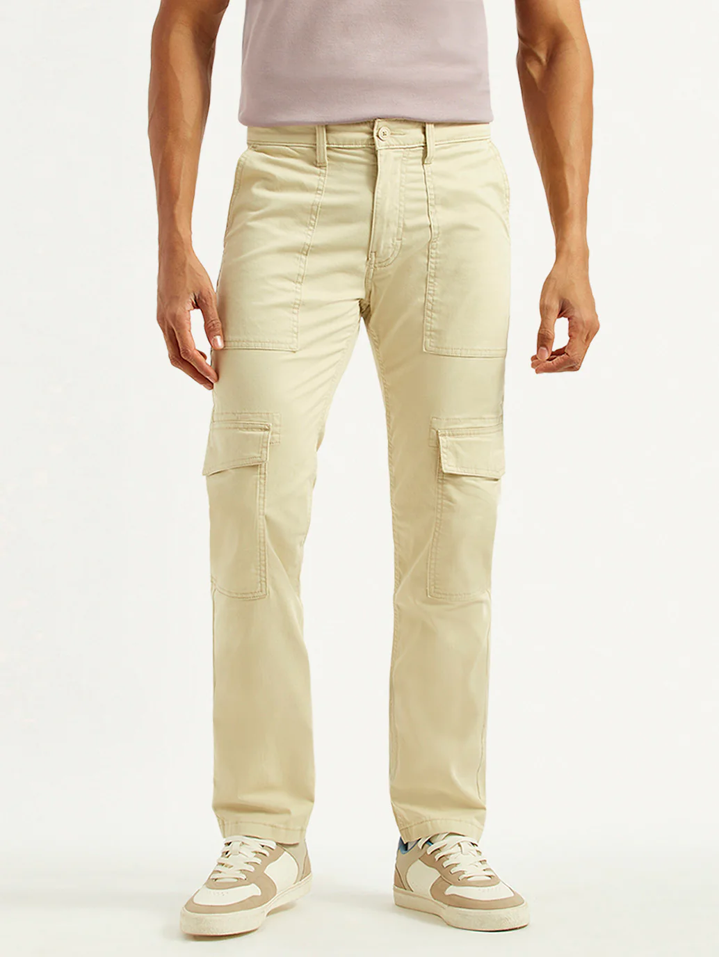 Men's 511 Beige Slim Fit cargo Trousers - Image 3