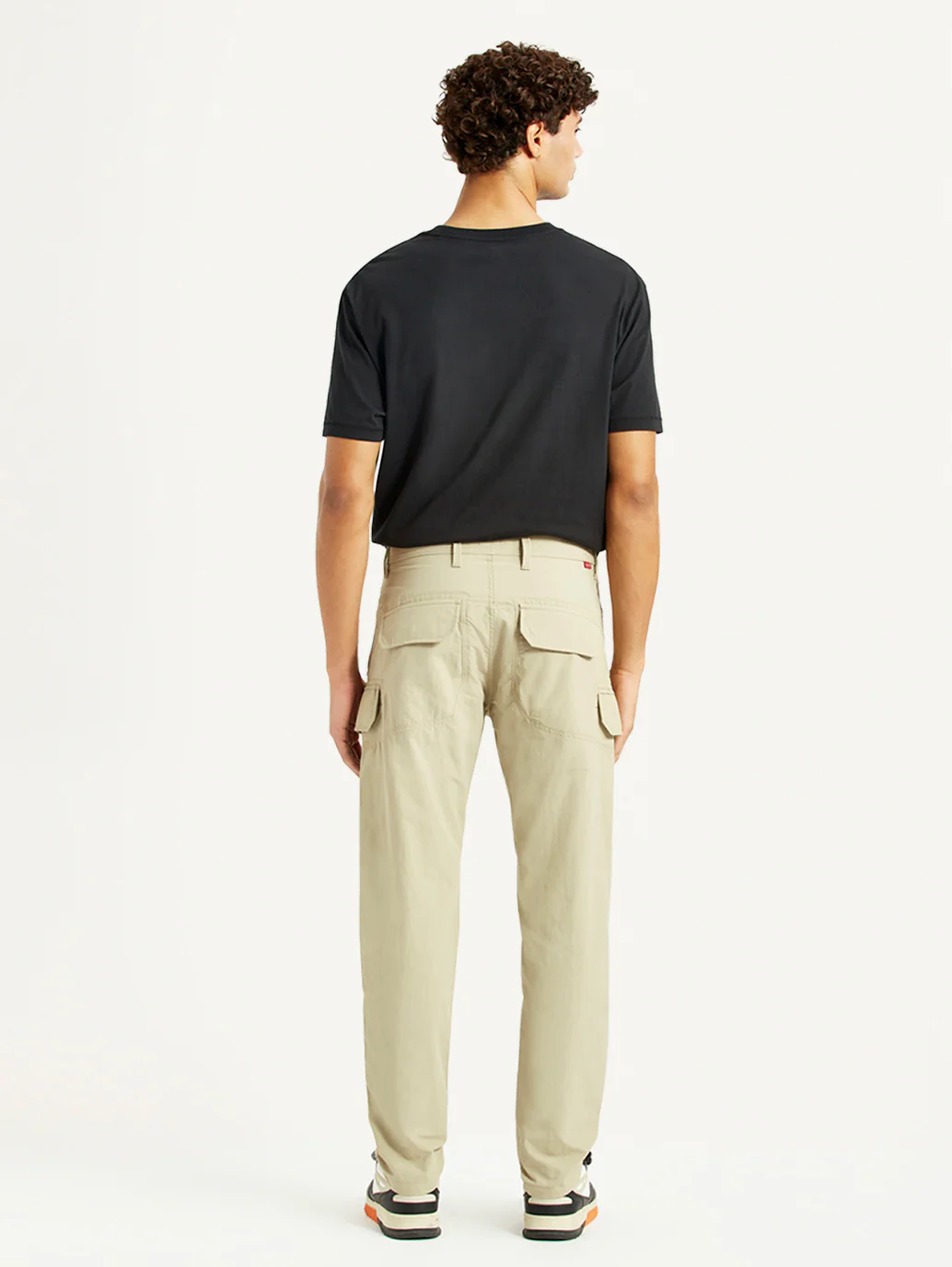 Men's Beige Slim Fit Mid Rise Cargo Trousers - Image 3