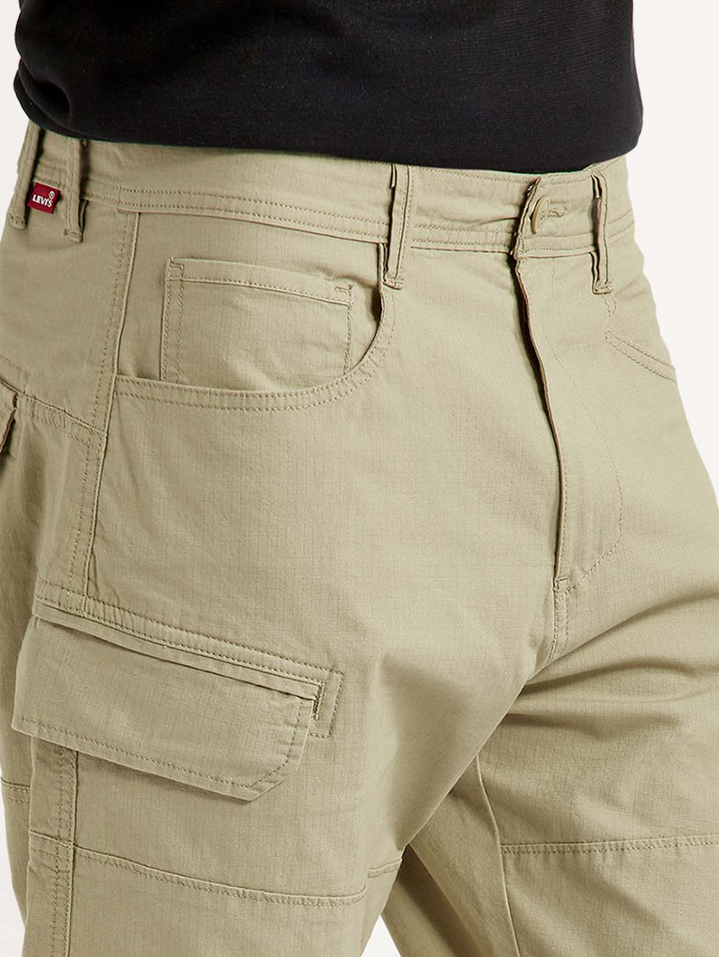 Men's Beige Slim Fit Cargos - Image 5