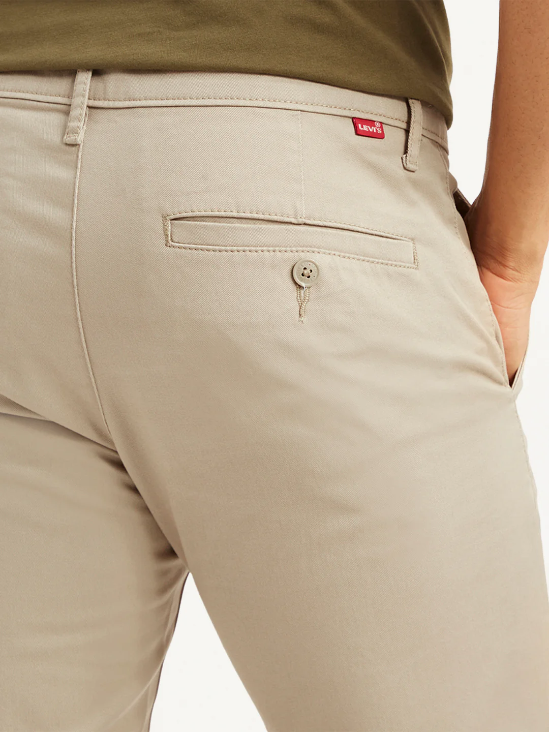 Men's Beige Slim Fit Chinos - Image 3