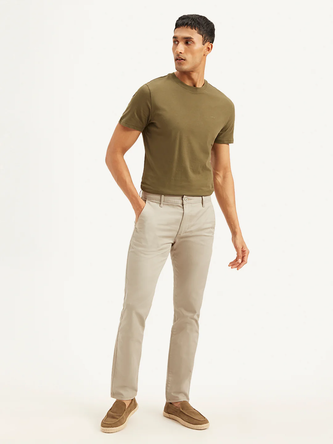 Men's Beige Slim Fit Chinos - Image 4