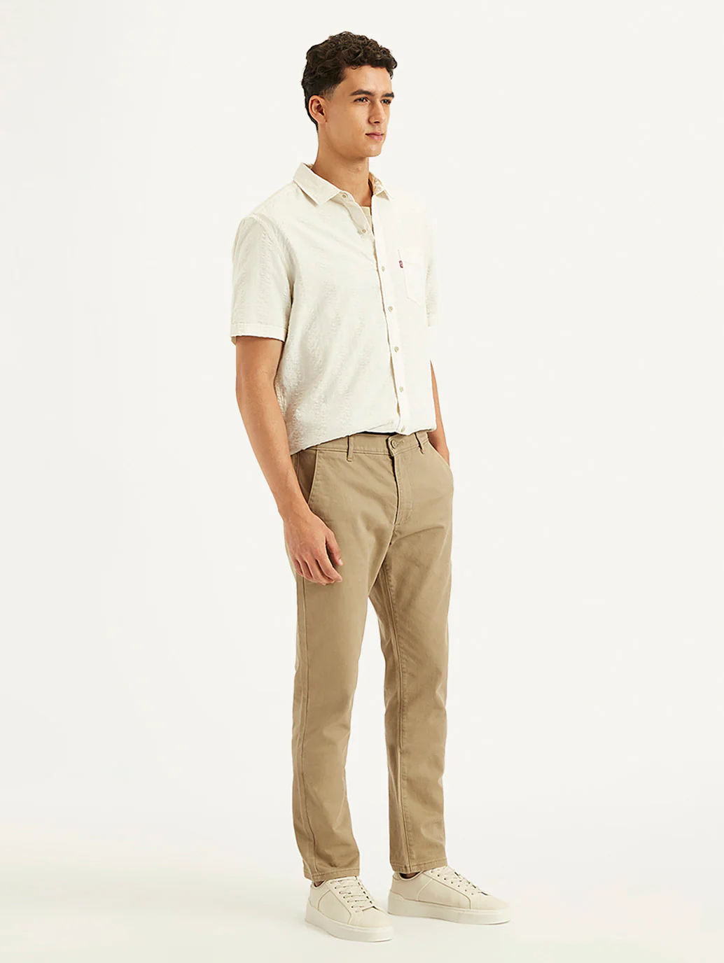 Men's Beige Slim Fit Chinos - Image 3