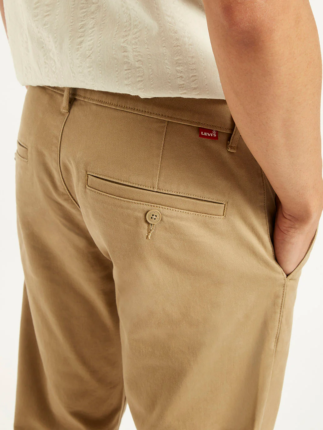 Men's Beige Slim Fit Chinos - Image 5