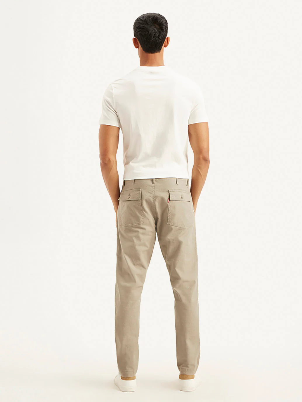 Men's Beige Slim Fit Utility Linen Trousers - Image 3