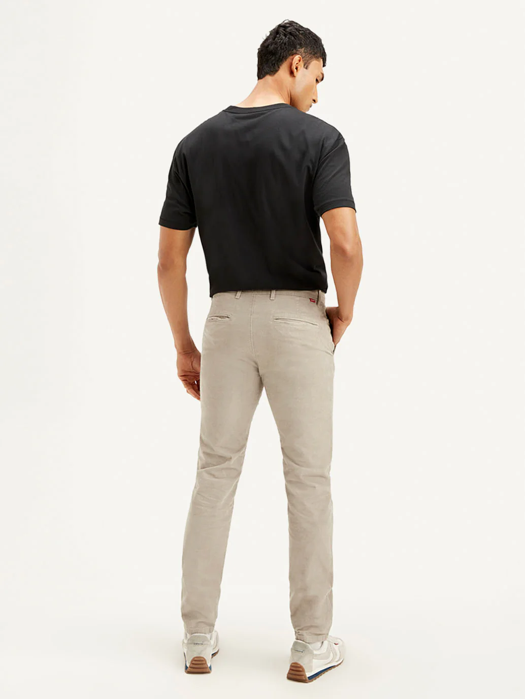 Men's Beige Slim Tapered Fit Chinos - Image 3