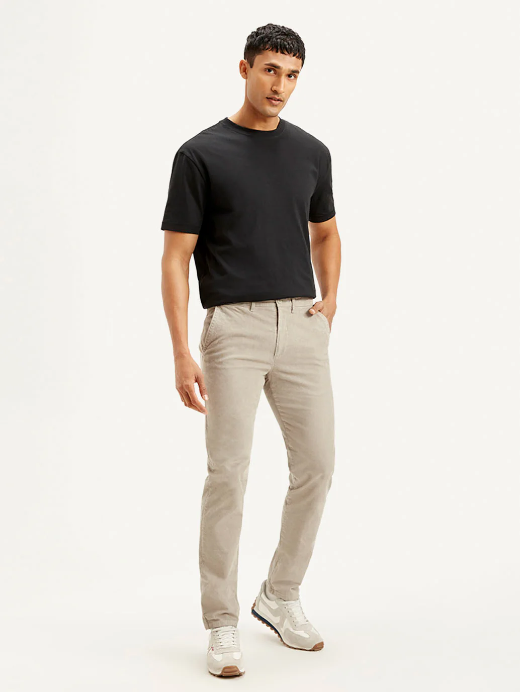 Men's Beige Slim Tapered Fit Chinos - Image 5