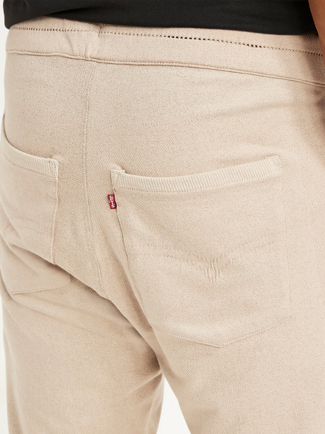 Men's Beige Solid Joggers - Image 3