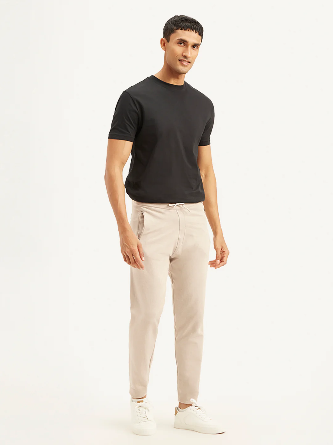Men's Beige Solid Joggers - Image 4