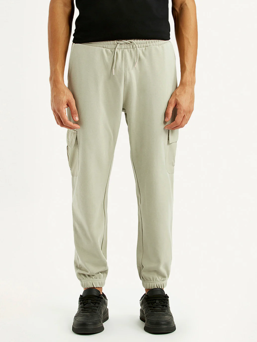 Men's Beige Solid Joggers - Image 4