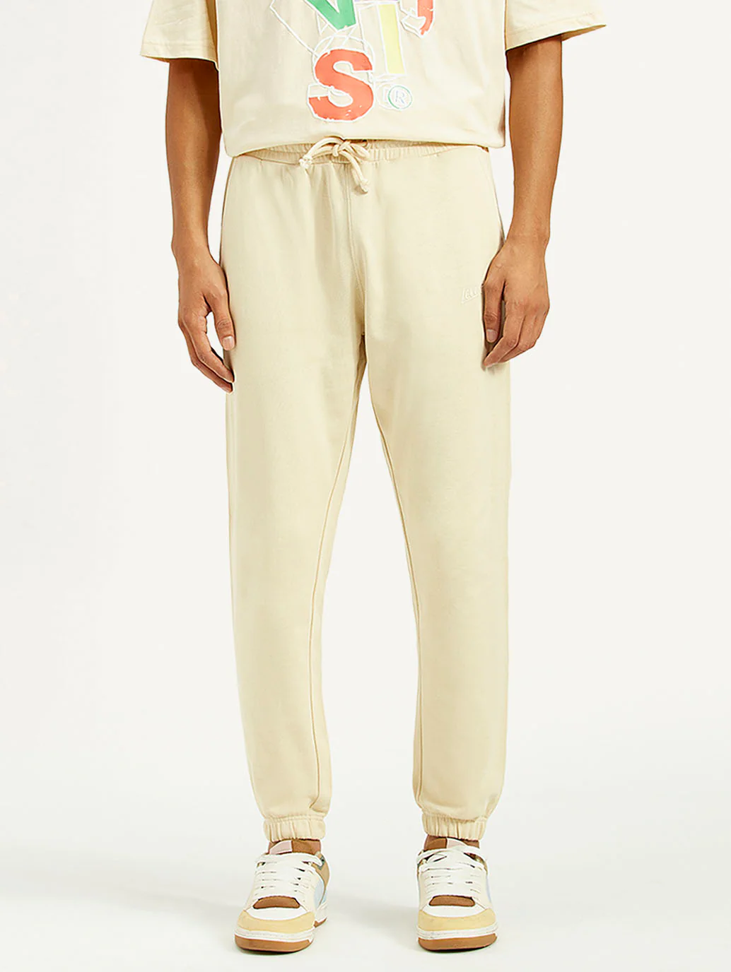 Men's Beige Solid Joggers - Image 2