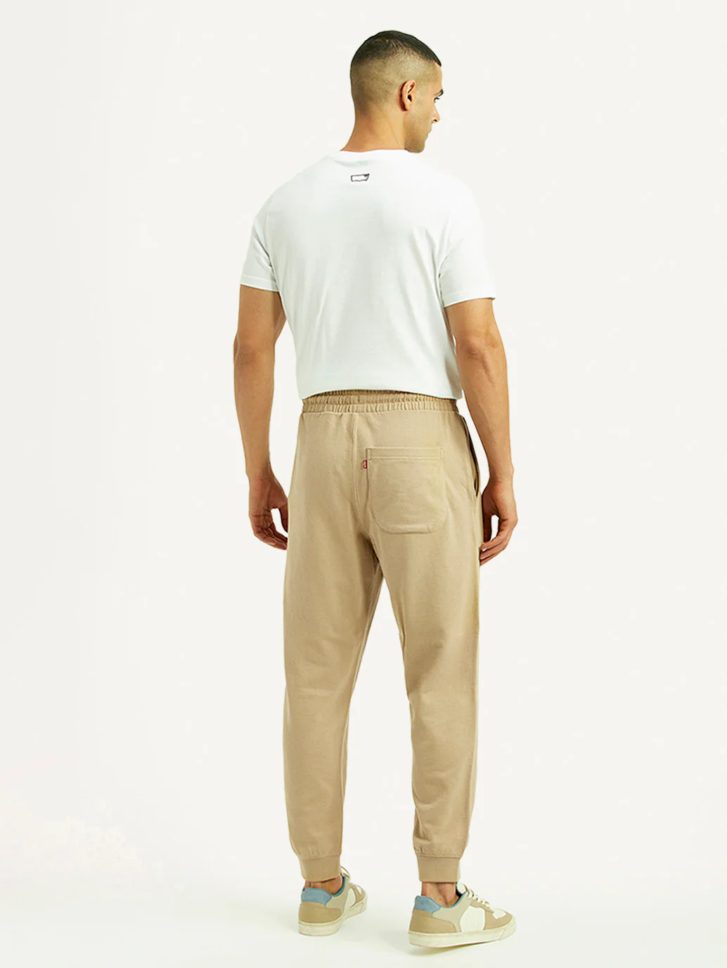 Men's Beige Solid Utility Joggers - Image 3