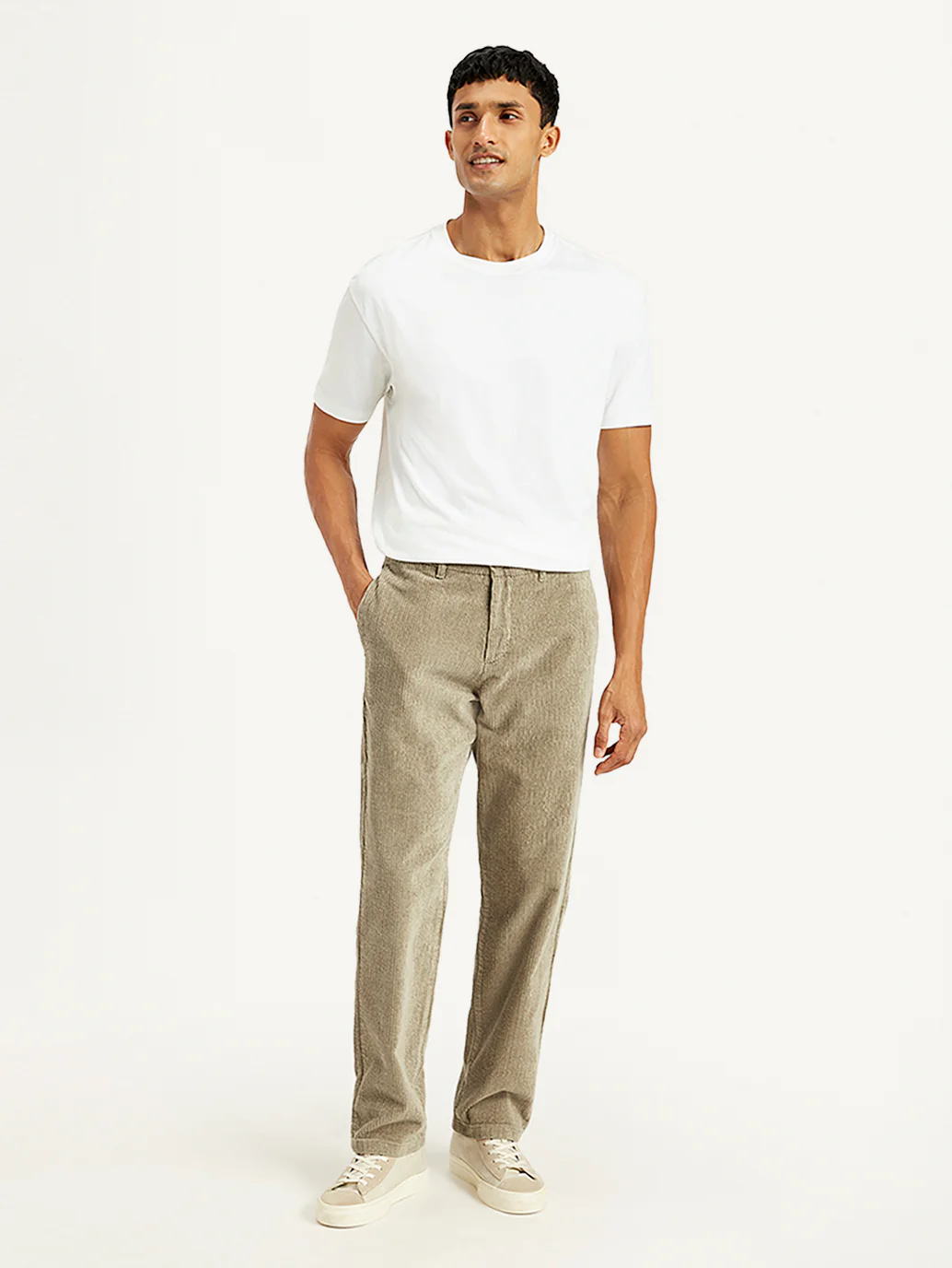 Men's Beige Straight Fit Chinos - Image 3