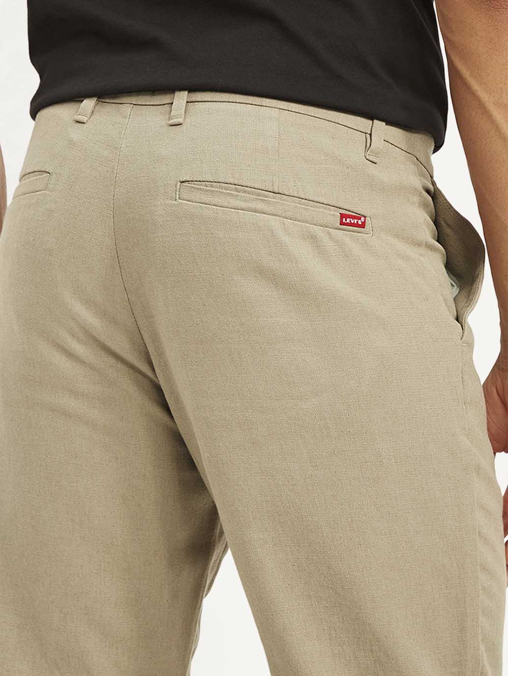 Men's Beige Authentic Straight Fit Linen Chino Pants - Image 5