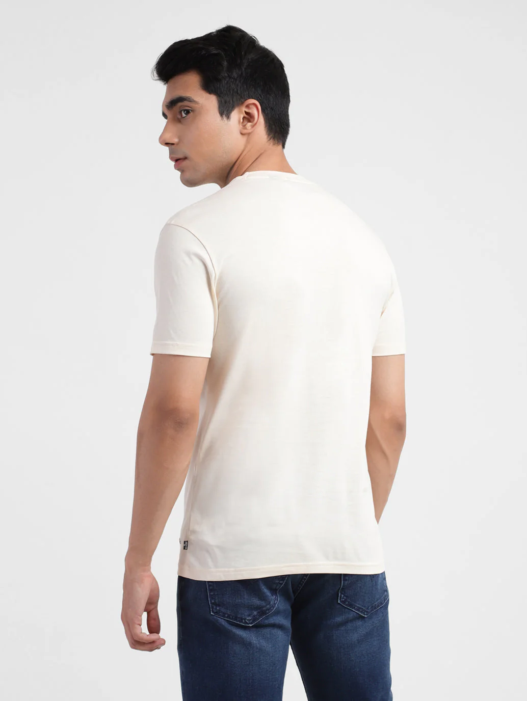 Men's Beige Typography Redloop Crew Neck T-Shirt - Image 3