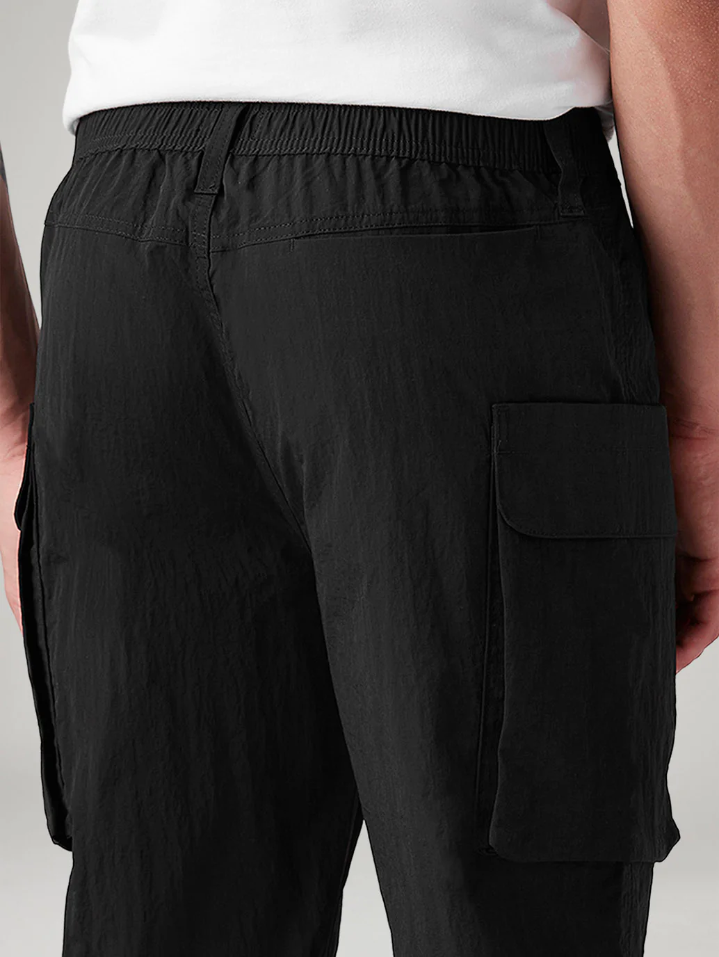 Men's Black Authentic Relaxed Straight Fit Mid Rise Cargos - Image 5