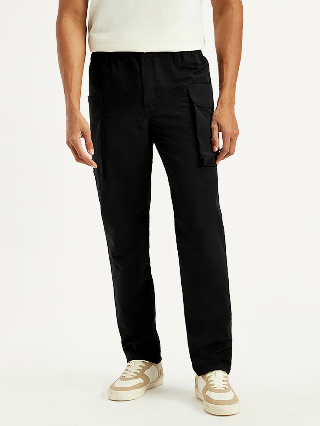 Men's Black Authentic Straight Fit Cargo Trousers - Image 4