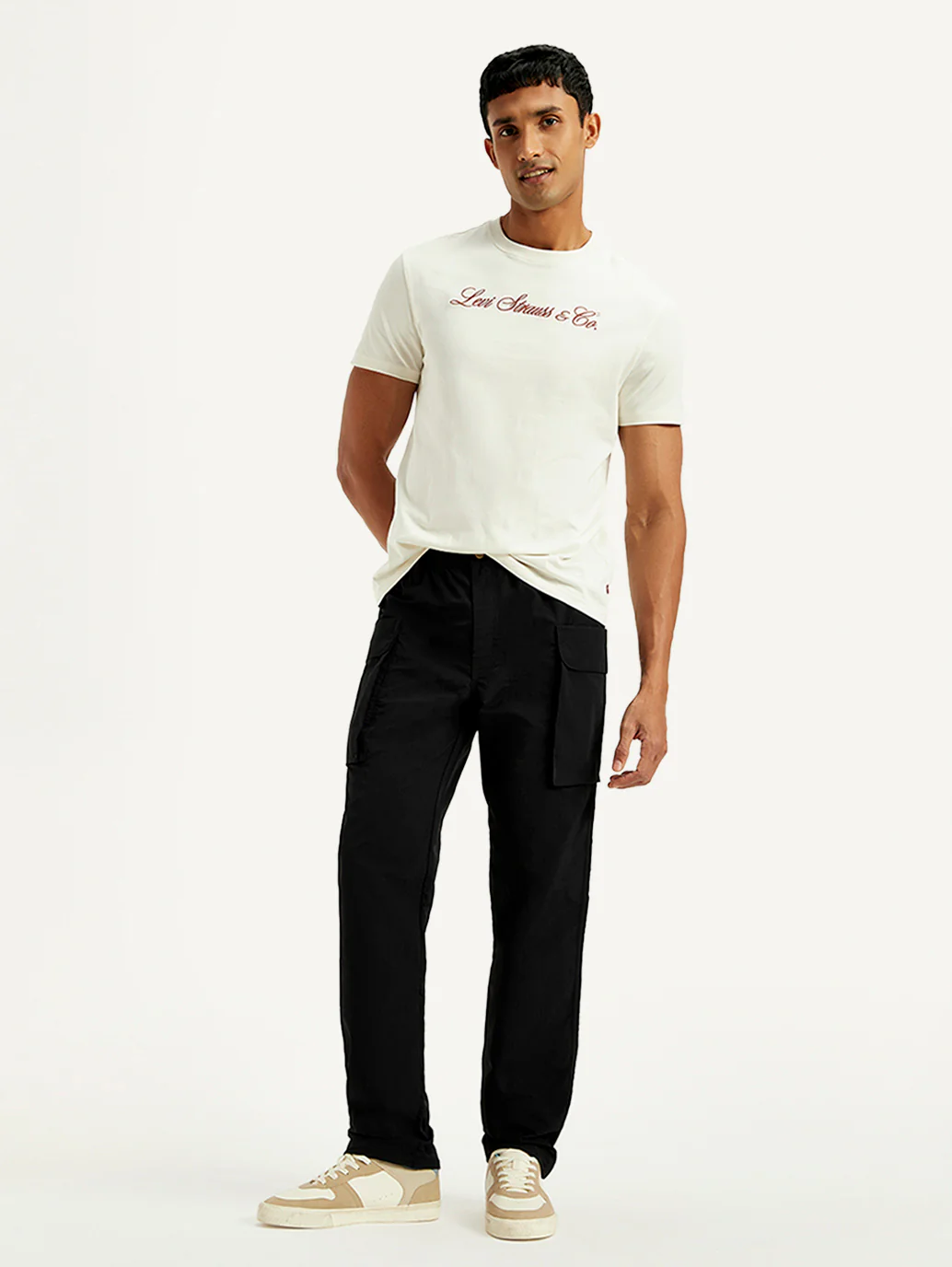 Men's Black Authentic Straight Fit Cargo Trousers - Image 7