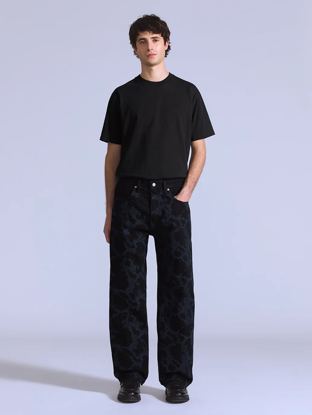 Men's Black Bootcut Fit Mid Rise Jeans