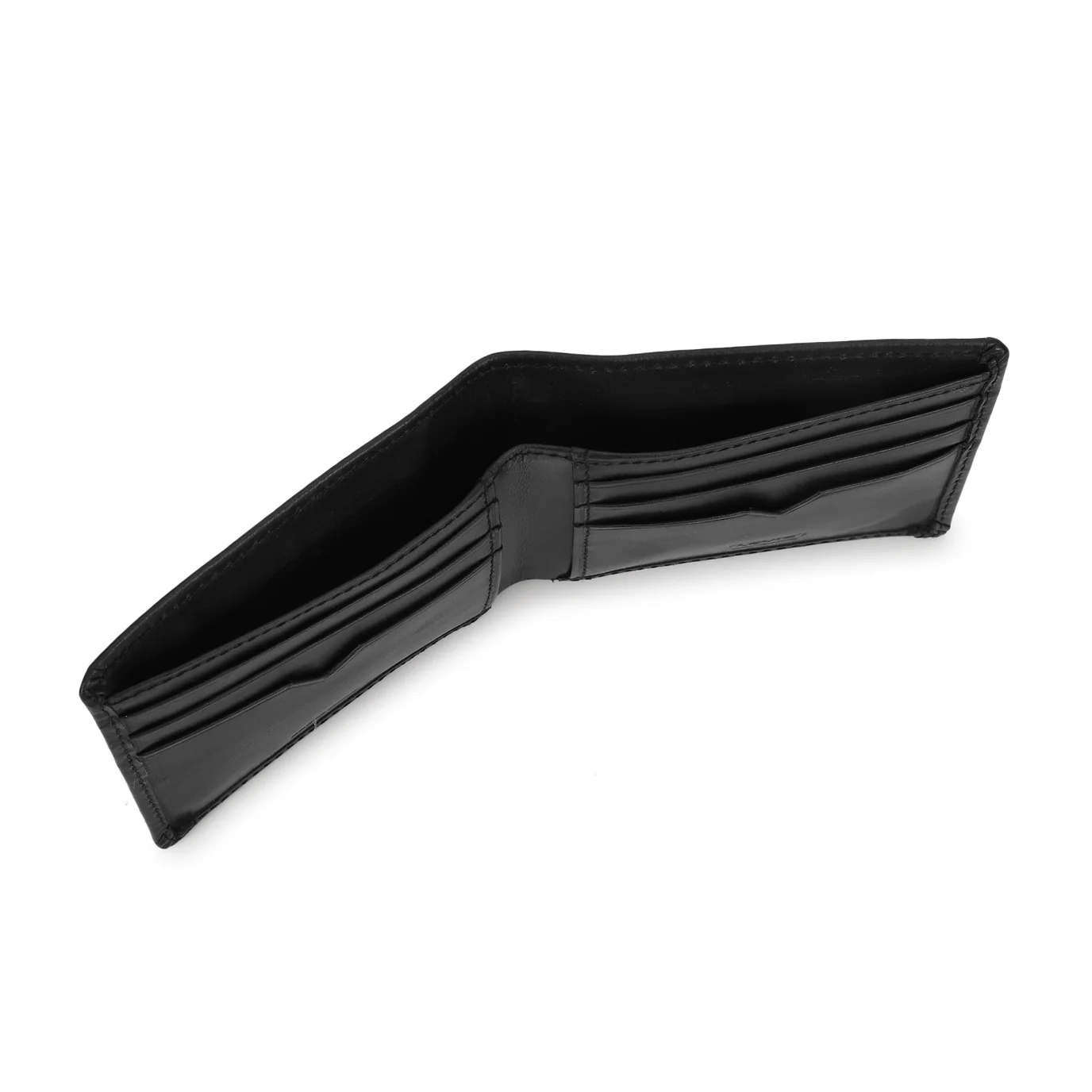 Men's Black Brand Logo Bi-Fold Wallet - Image 4