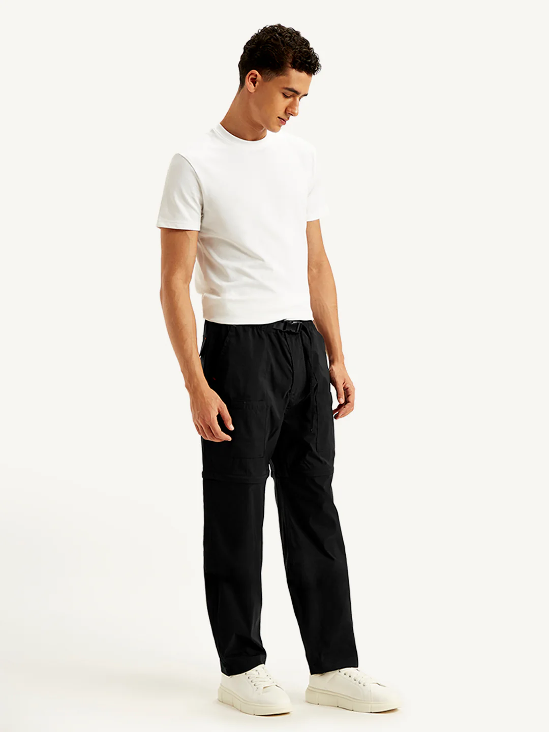 Men's Black Cargo Fit Trousers - Image 3