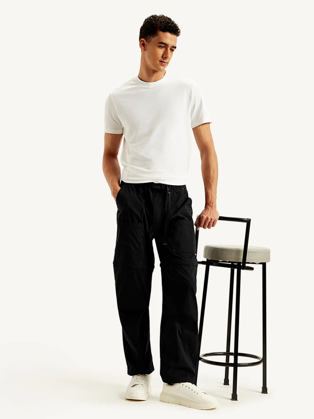 Men's Black Cargo Fit Trousers - Image 5