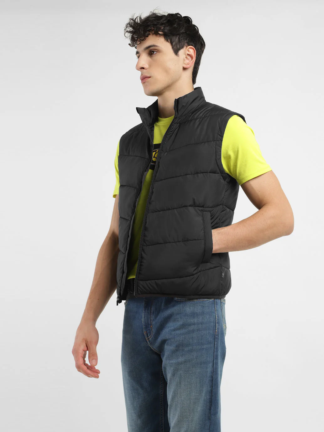 Men's Black High Neck Puffer Jackets - Image 6