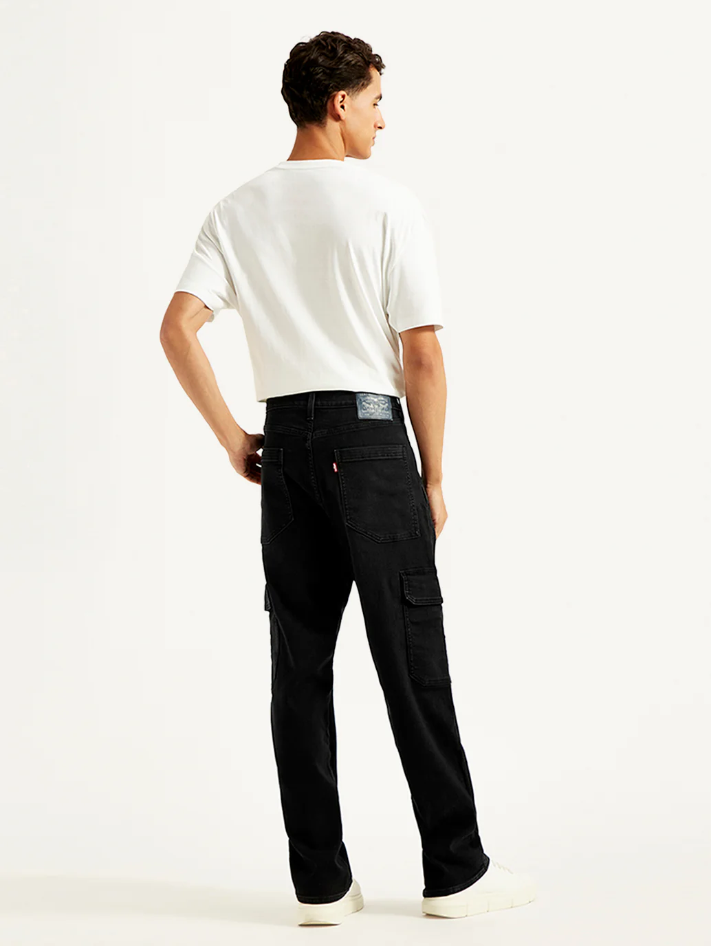 Men's 568 Black Loose Straight Cargo Trousers - Image 7