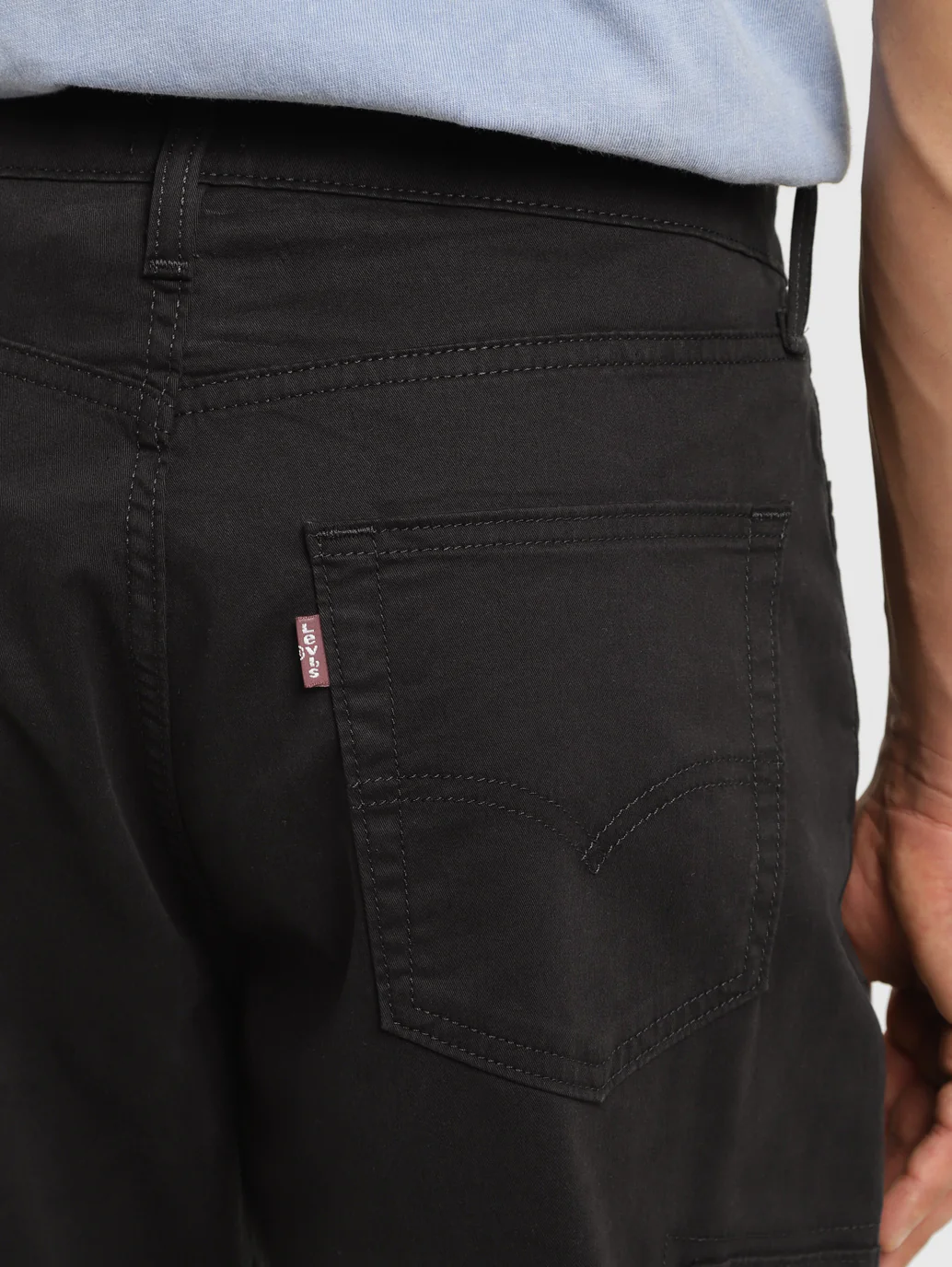 Men's Black Loose Fit Cargo Trousers - Image 5