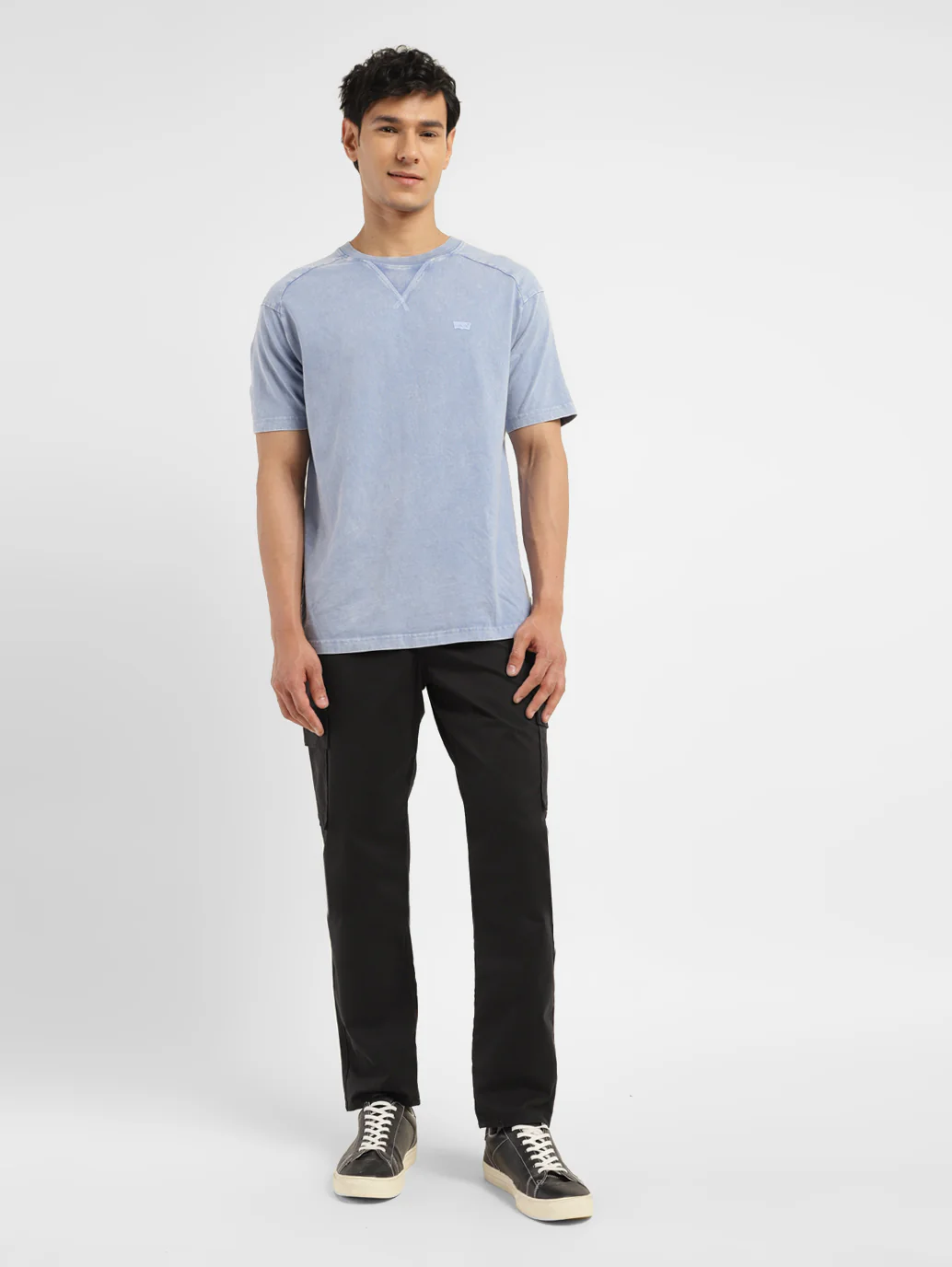 Men's Black Loose Fit Cargo Trousers - Image 6