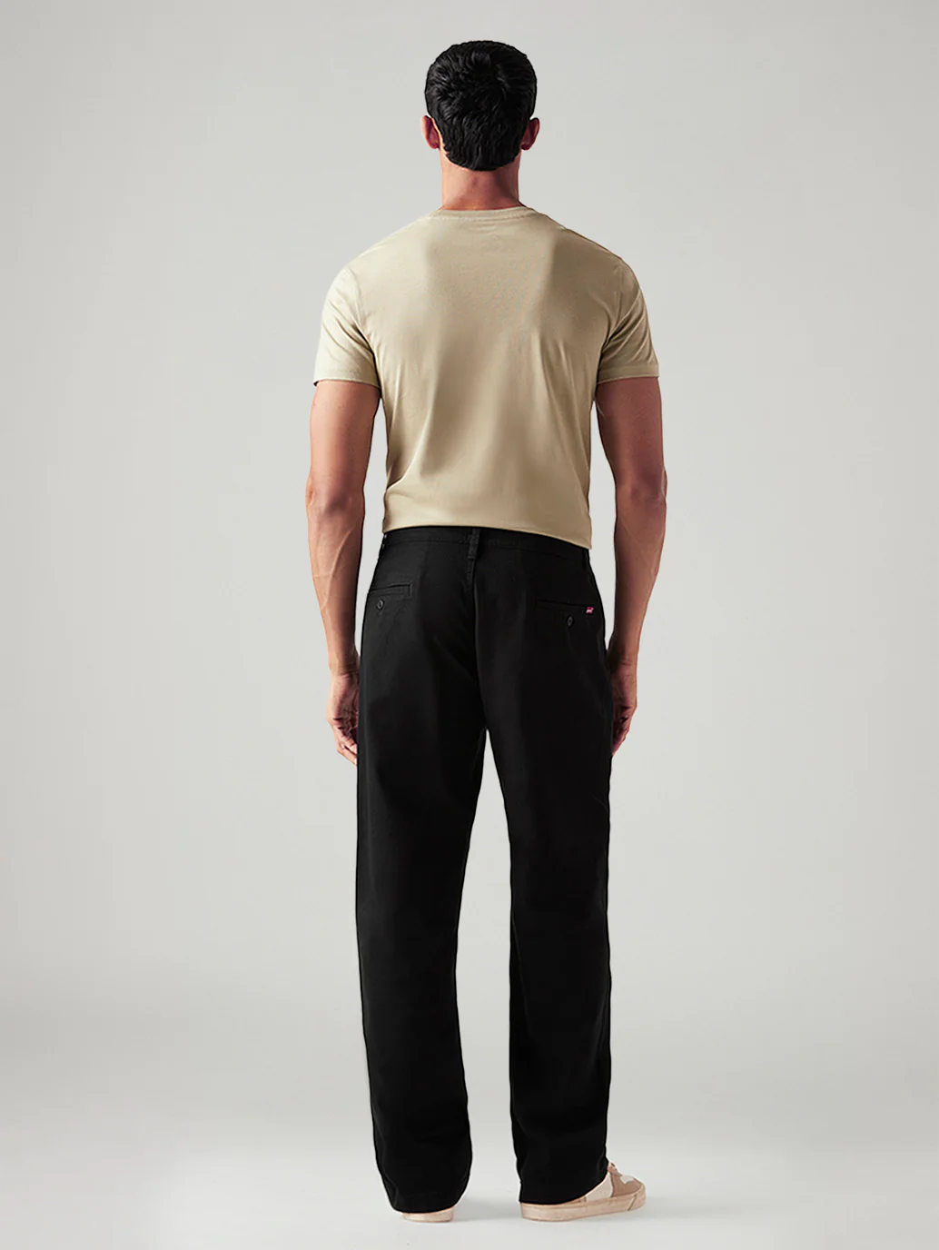Men's Black Loose Fit Mid Rise Chinos - Image 3