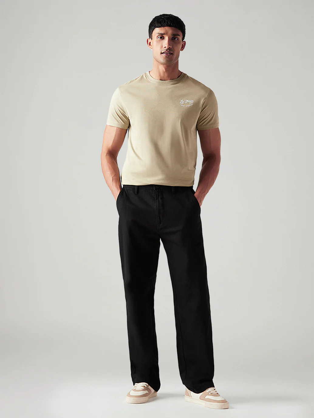 Men's Black Loose Fit Mid Rise Chinos - Image 6