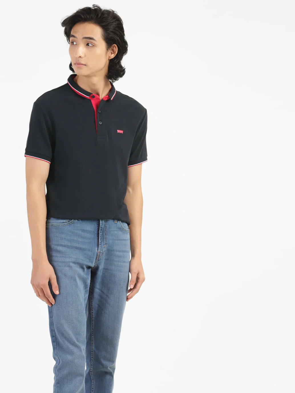 Men's Black Polo Collar T-Shirt - Image 2
