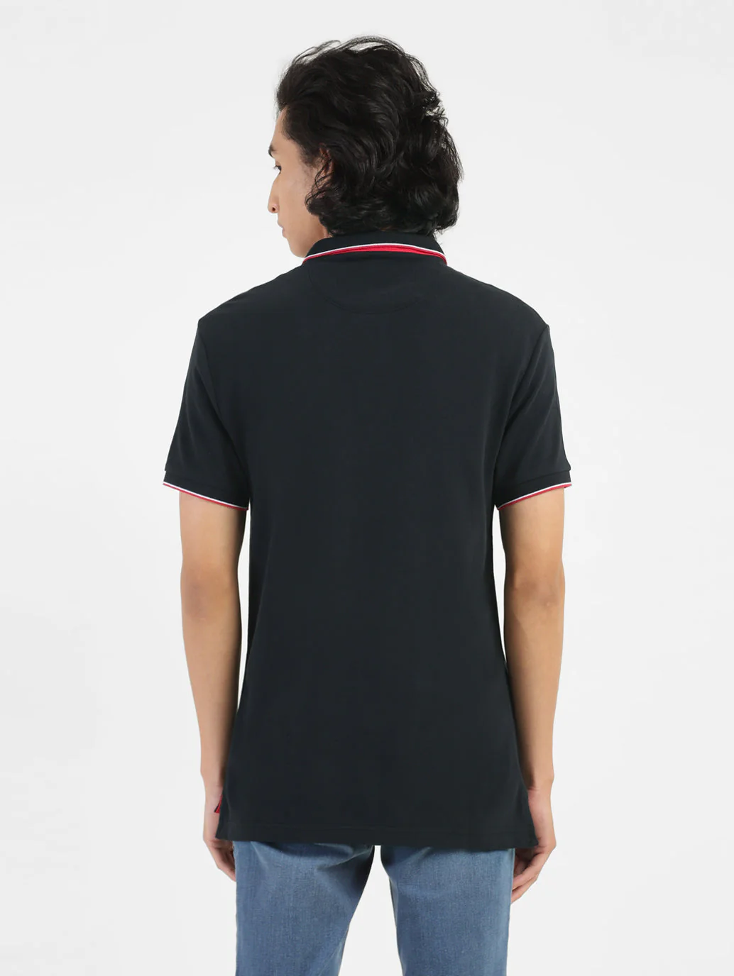 Men's Black Polo Collar T-Shirt - Image 3