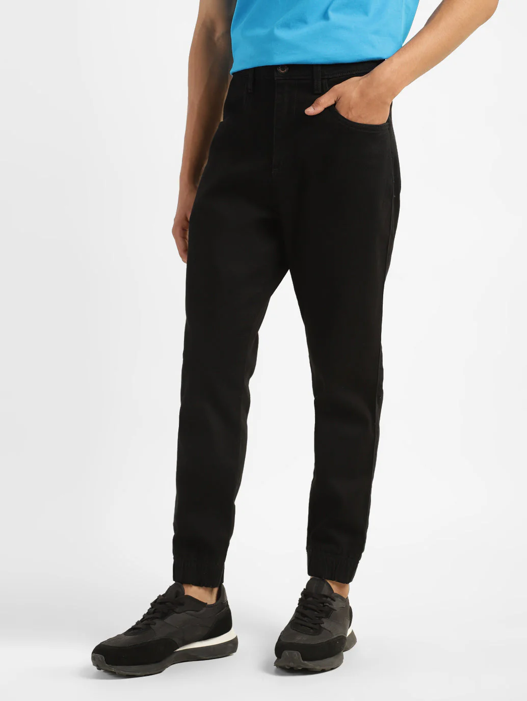 Men's Black Regular Fit Joggers - Image 4