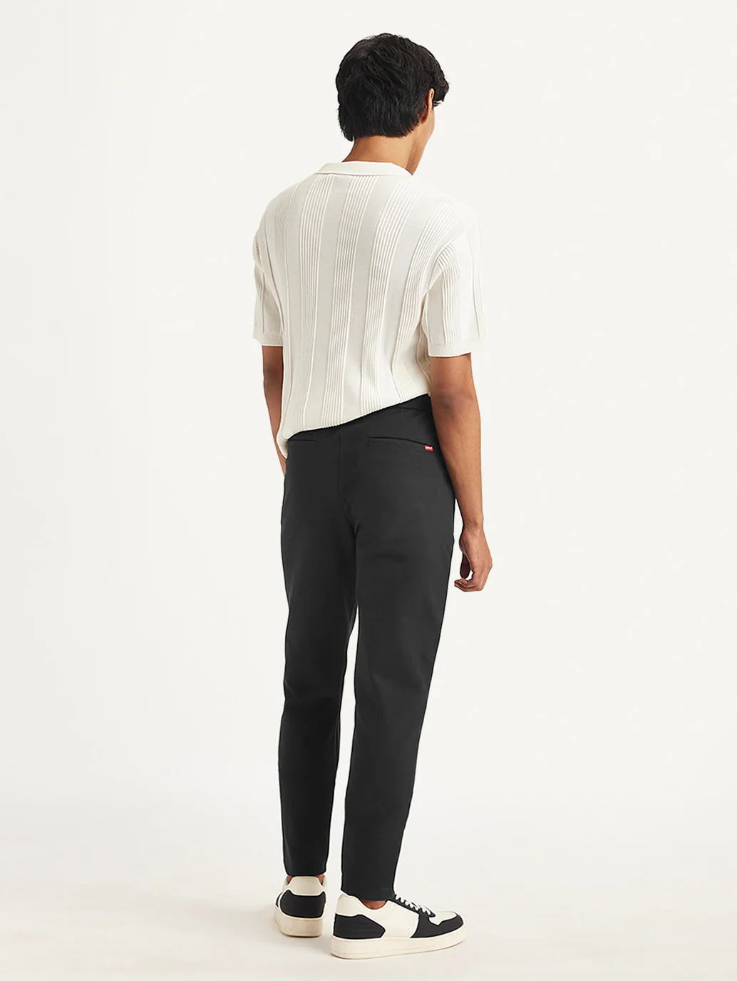 Men's Black Regular Fit Trousers - Image 2