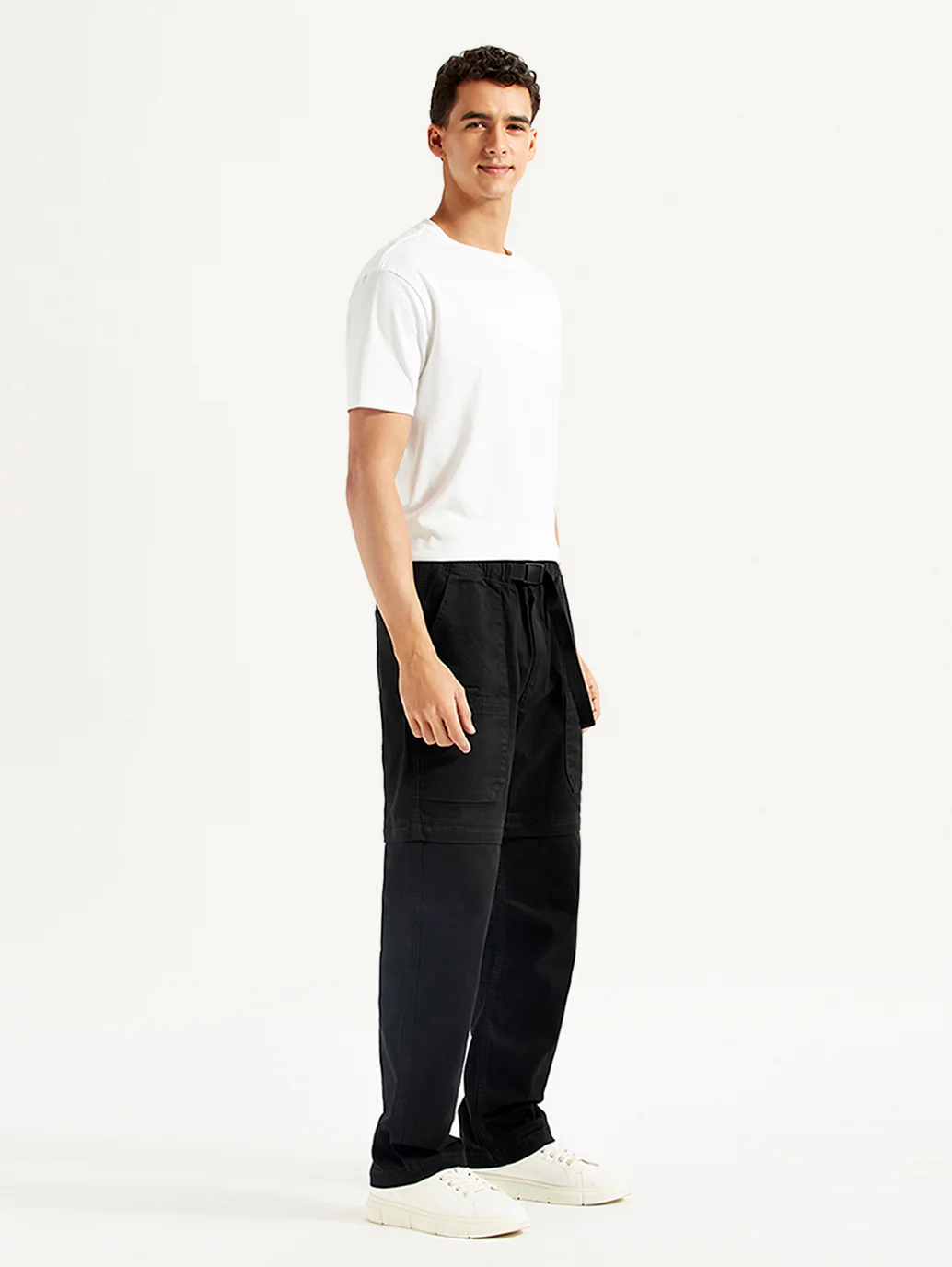 Men's Black Regular Fit Utility Cargo Trousers - Image 6