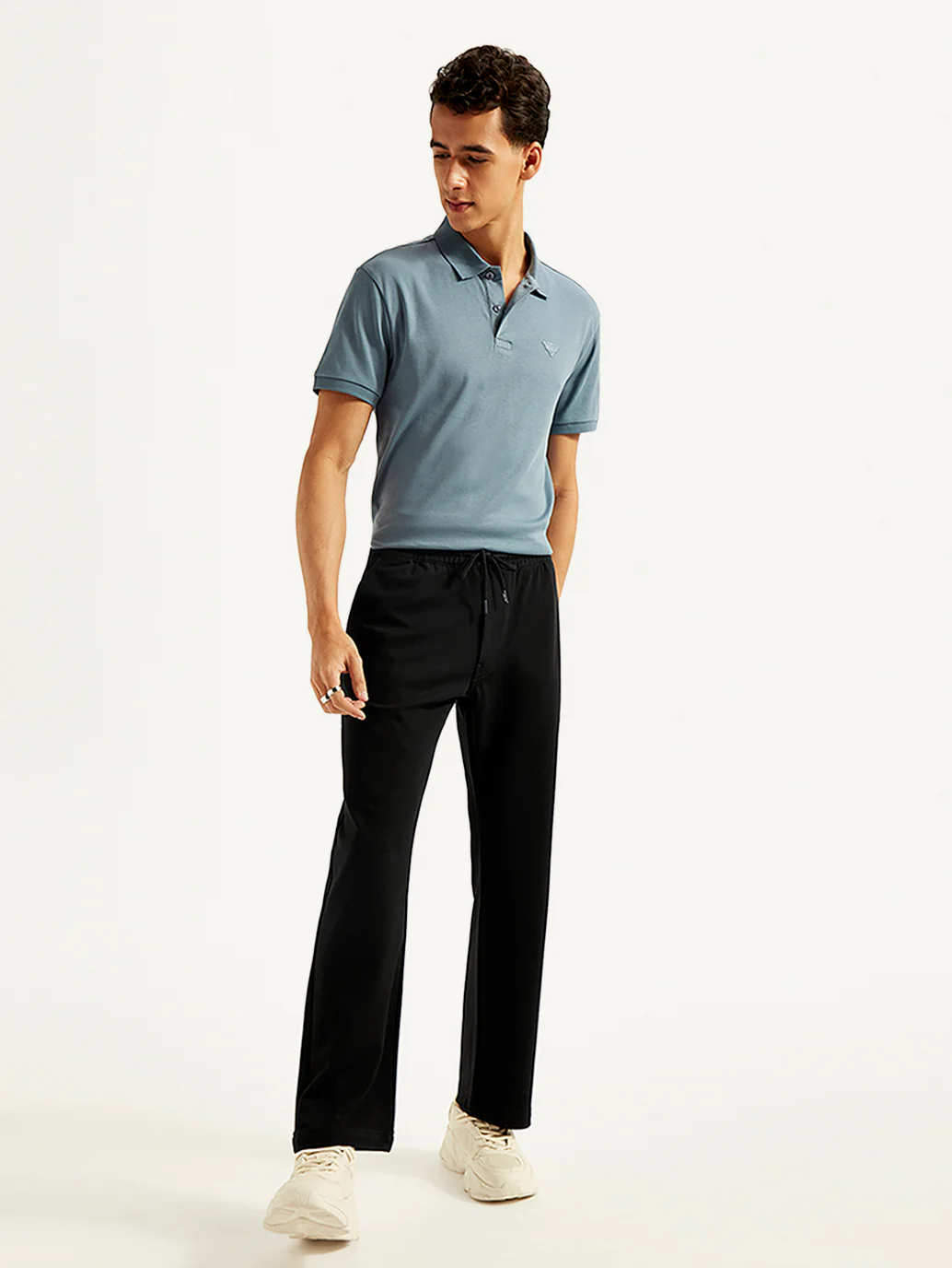 Men's 555'96 Black Relaxed Straight Fit Tech Pants - Image 6