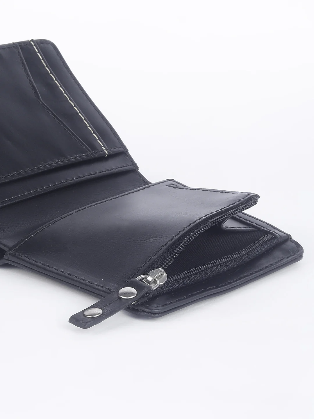 Men's Black Solid Bi-Fold Wallet - Image 7