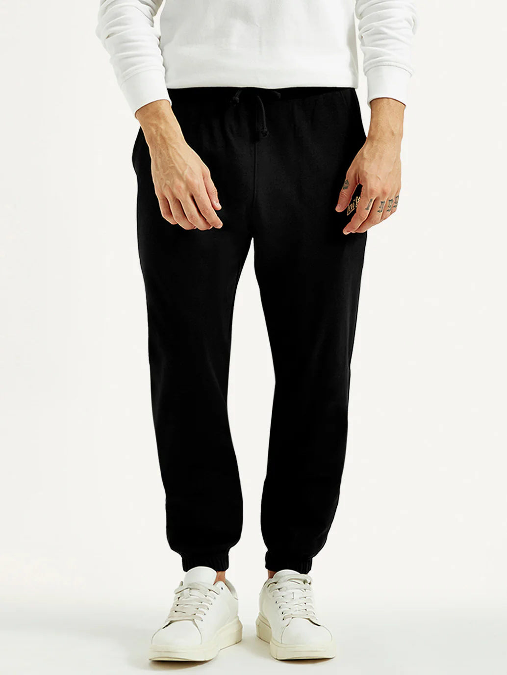 Men's Black Solid Joggers - Image 4