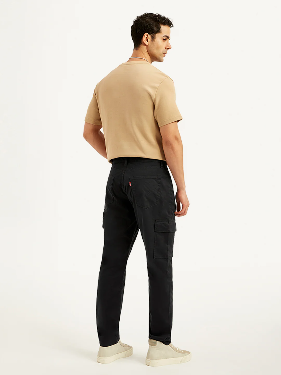 Men's Black Straight Fit Cargo Trousers - Image 3