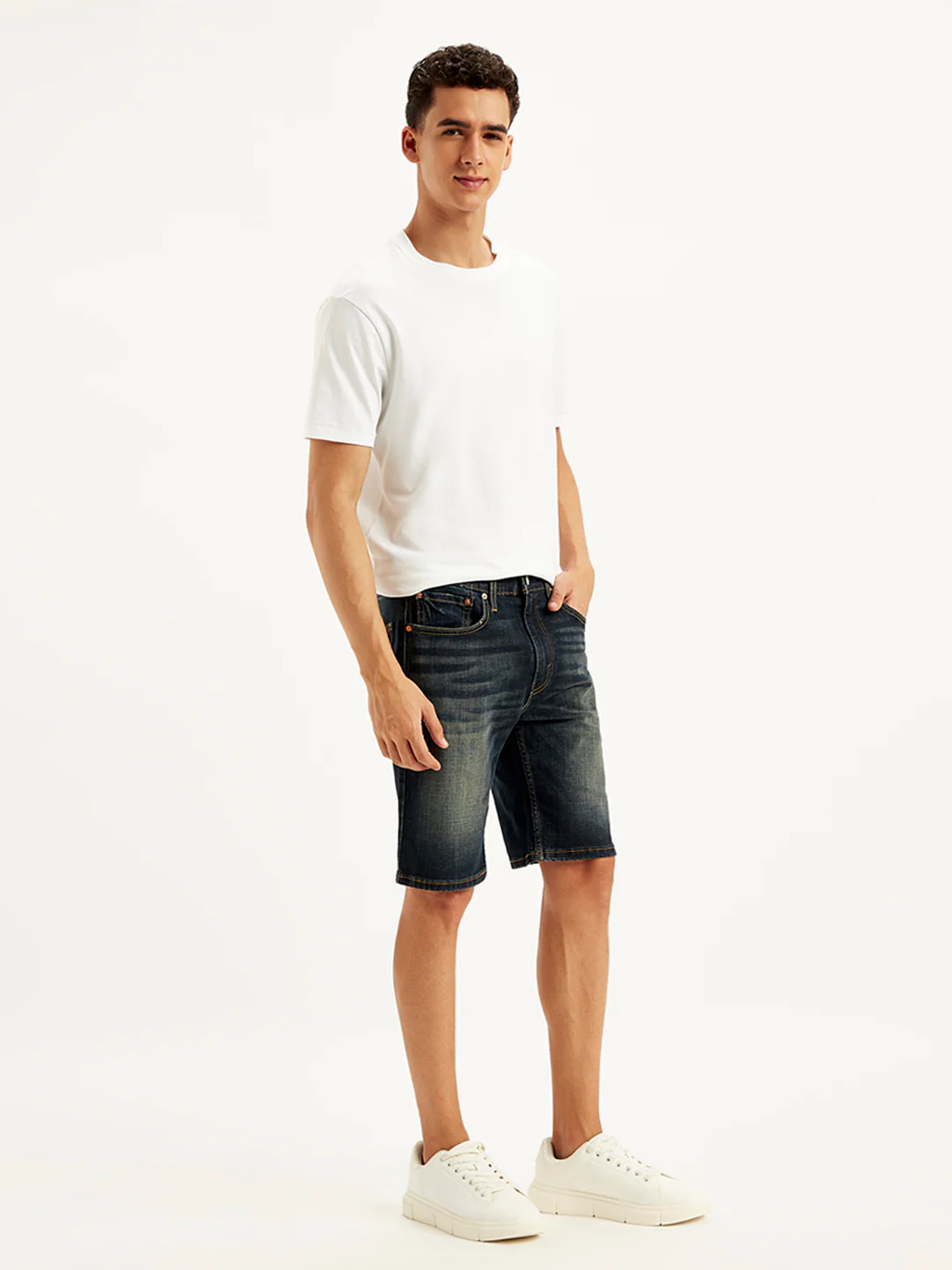 Men's Black Tapered Denim Shorts - Image 4